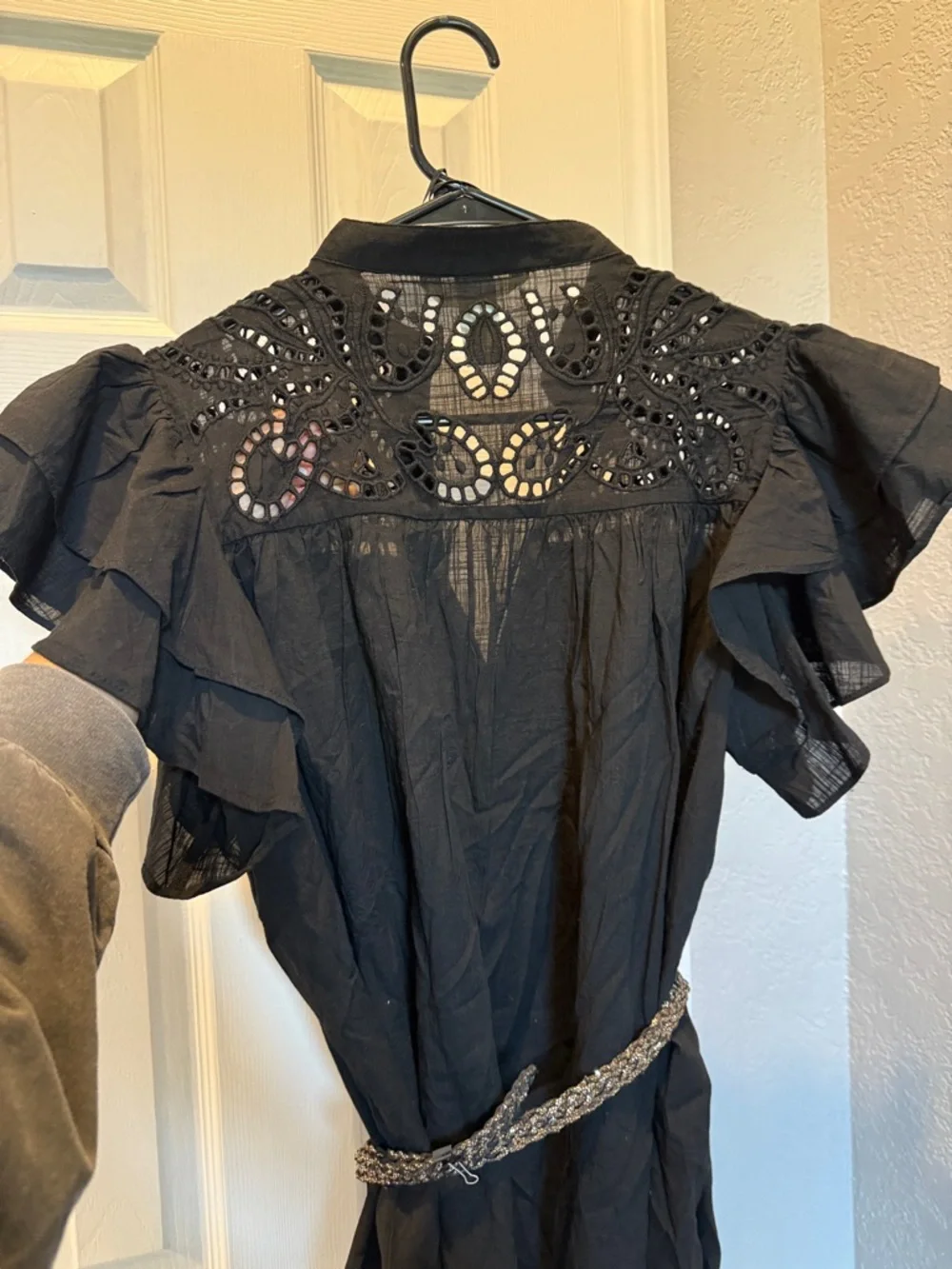 H&M Bundle of Black & White Eyelet Ruffle Sleeve Mini Dresses - Picture 12 of 16